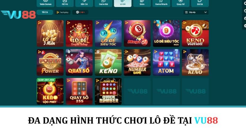 Đa dạng hình thức chơi lô đề tại VU88