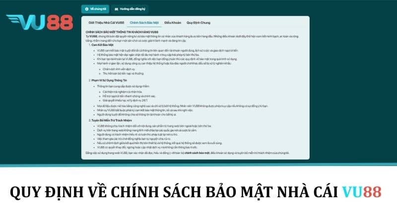 Chính Sách Bảo Mật VU88 - Cam Kết An Toàn Thông Tin Người Chơi Quy định về chính sách bảo mật nhà cái VU88